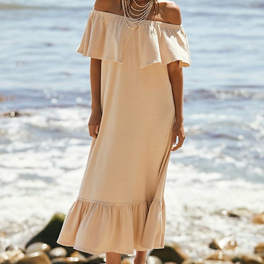 Free People Cream Off-Shoulder Maxi Dress